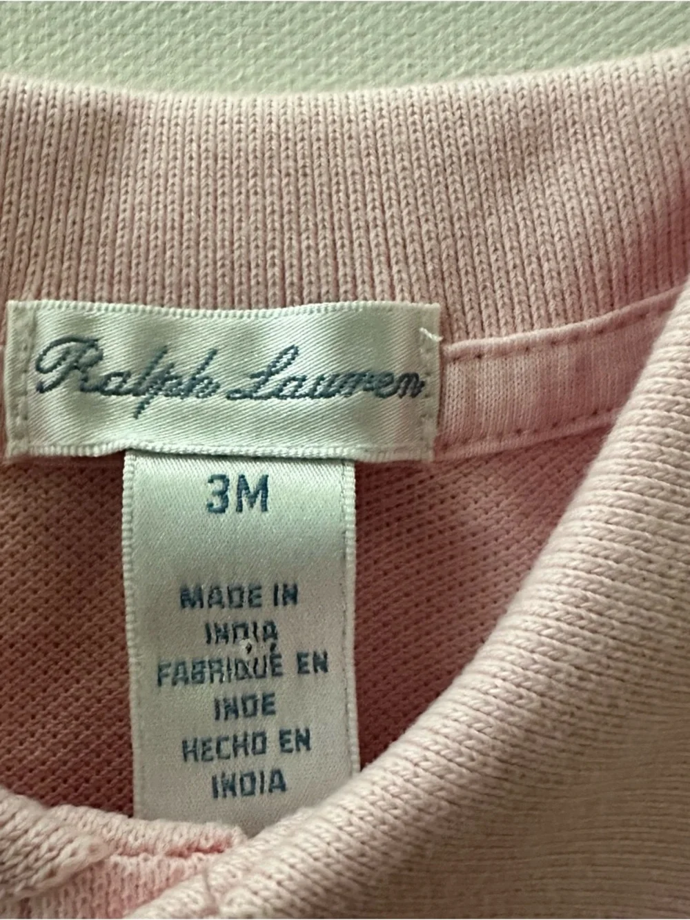Ralph Lauren 3 Months Baby Girl Light Pink Peplum Polo Top